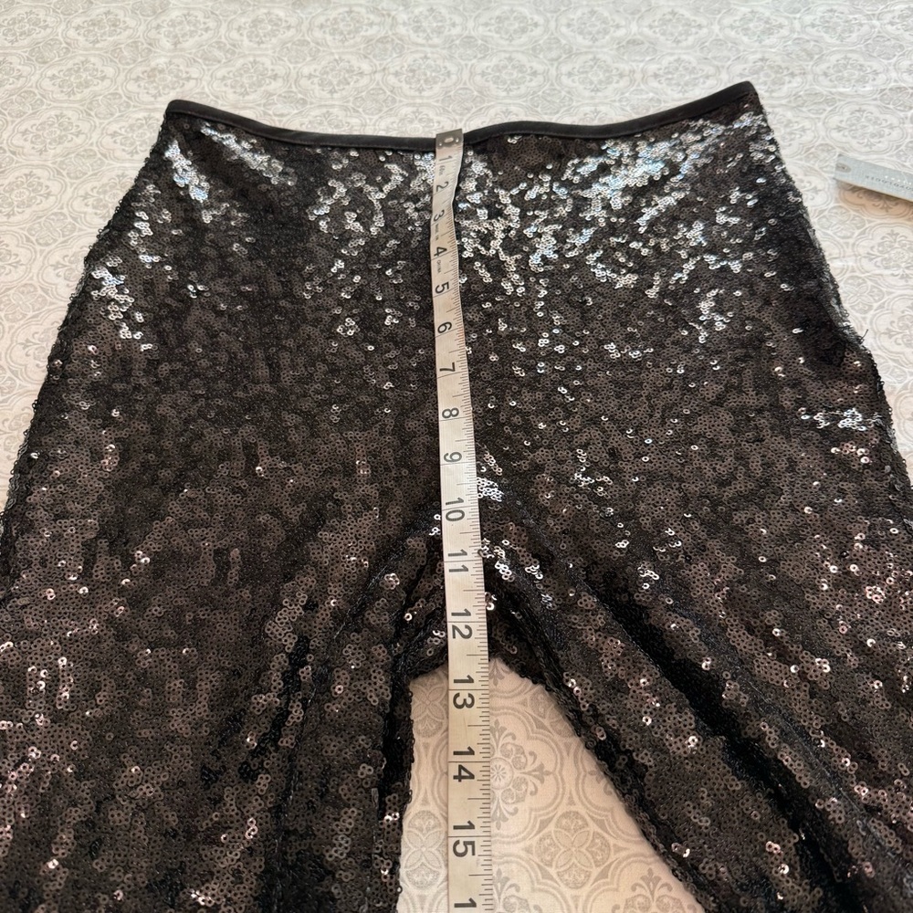 NWT Anthropologie Joni Sequin Flare Pants Black Cocktail Disco Holiday Size 4P - Picture 13 of 16